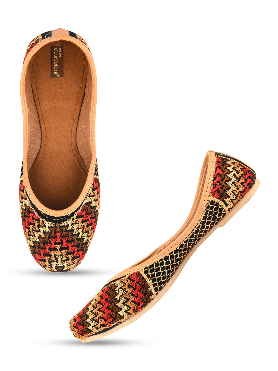 Women's Black Multicolour  Indian Ethnic Comfort Footwear