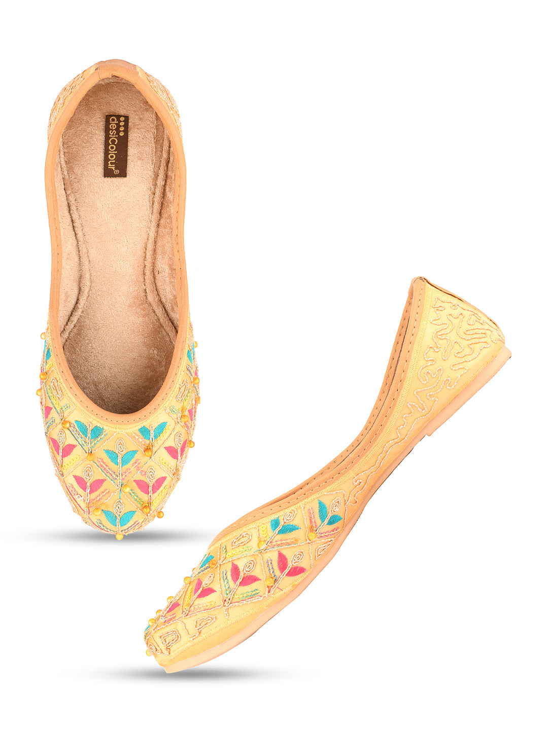 Women's Gold Multi  Indian Ethnic Comfort Footwear