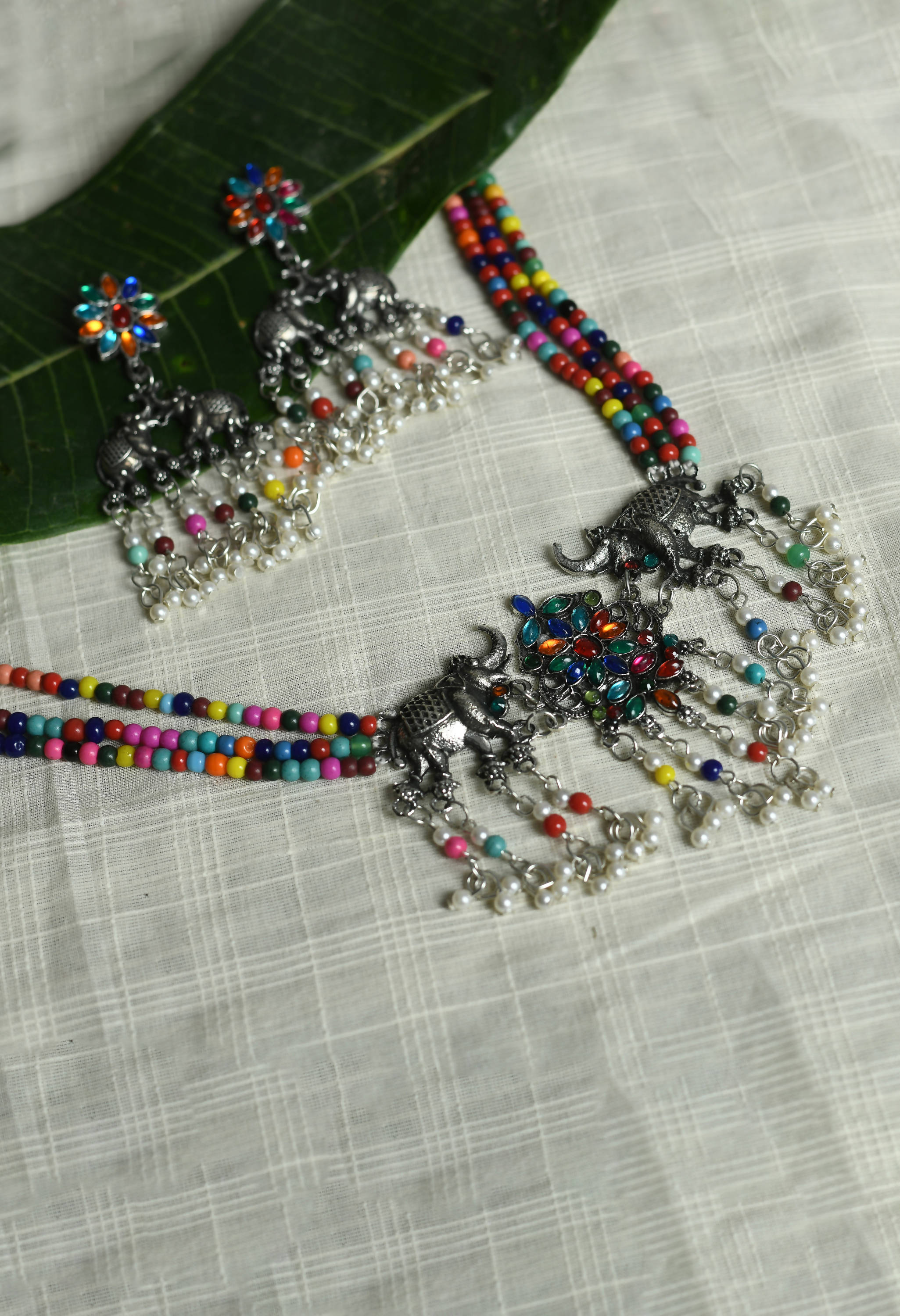Trendia Multi color Elephant design Necklac