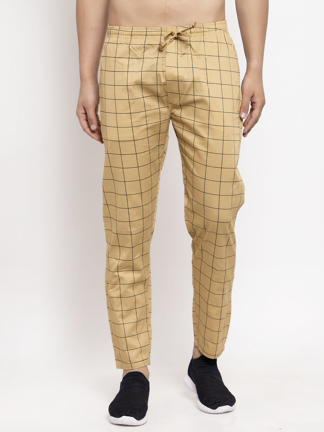 Men's Rust Checked Cotton Track Pants ( JOG 012Rust )