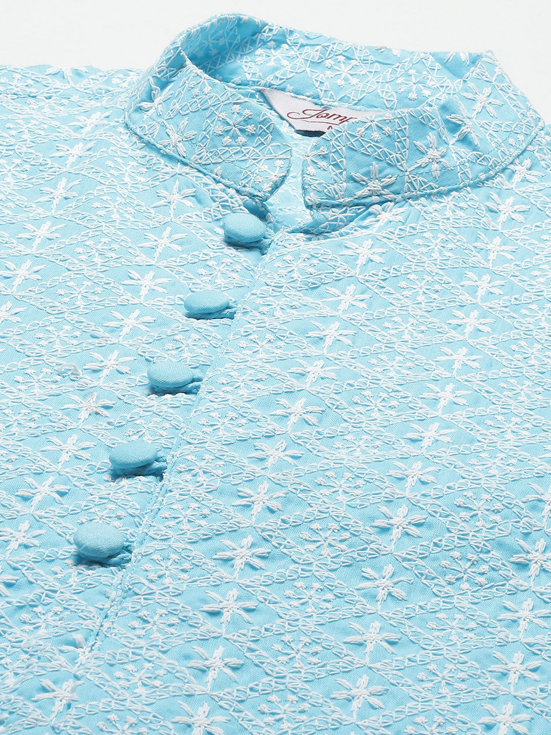 Men's Sky Embroidered Kurta Payjama Sets ( JOKP 626 Sky )