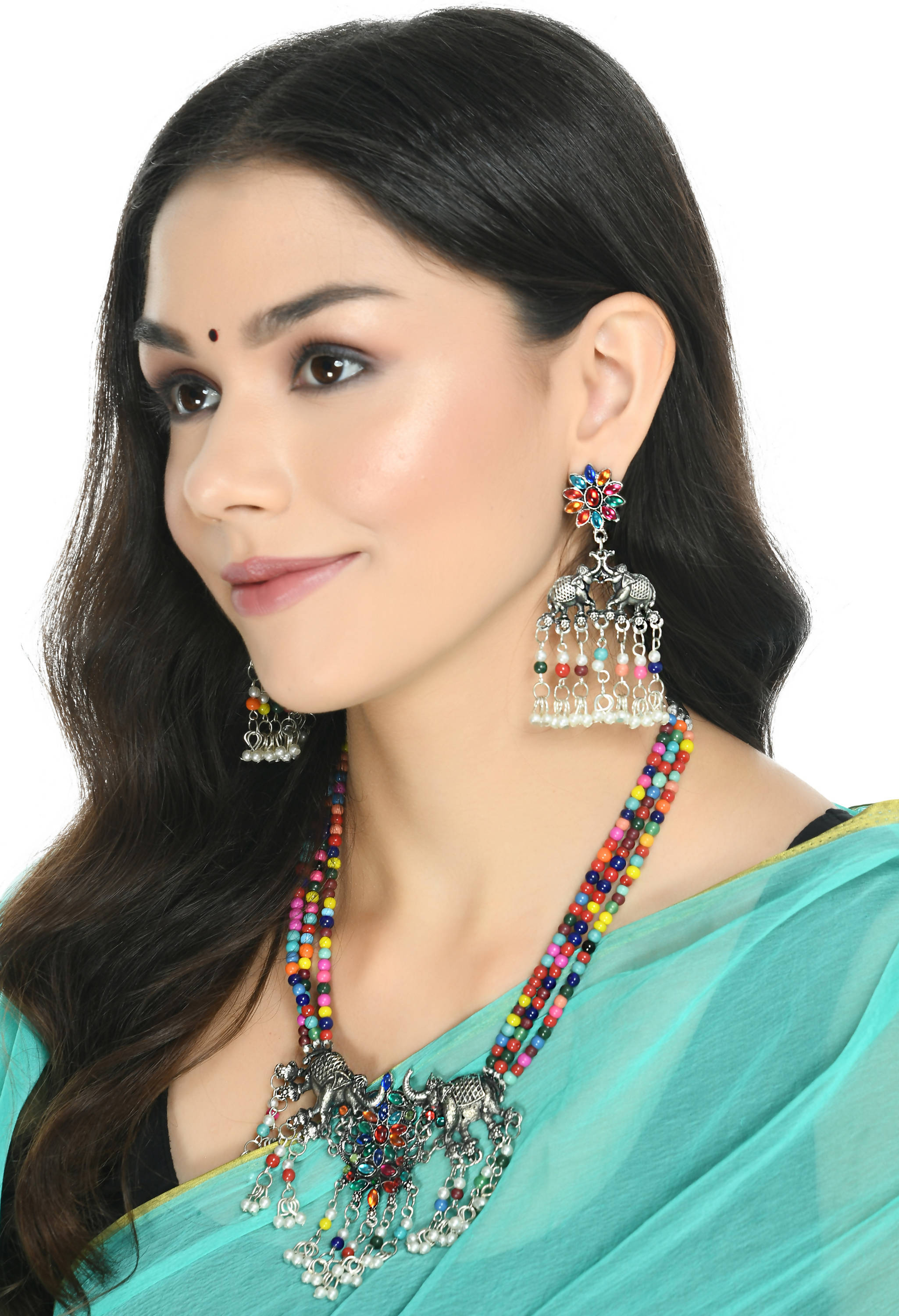 Trendia Multi color Elephant design Necklac