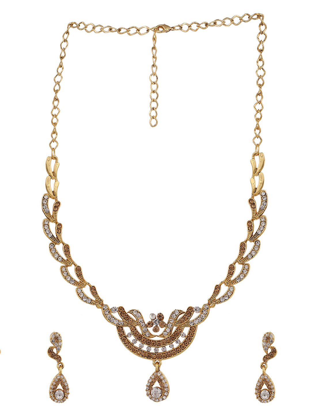 Women's Gold Plated LCT & White Stone Studded Jewellery Set
