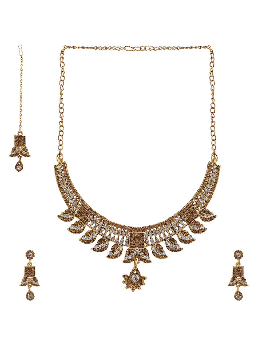 Women's Gold Plated LCT & White Stone Studded Jewellery Set
