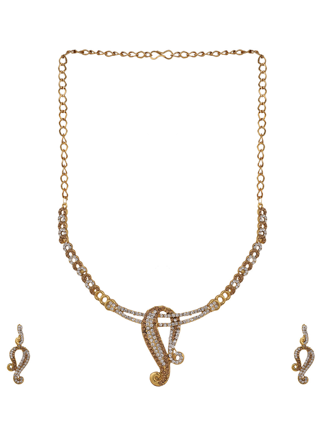 Women's Gold Plated LCT & White Stone Studded Jewellery Set