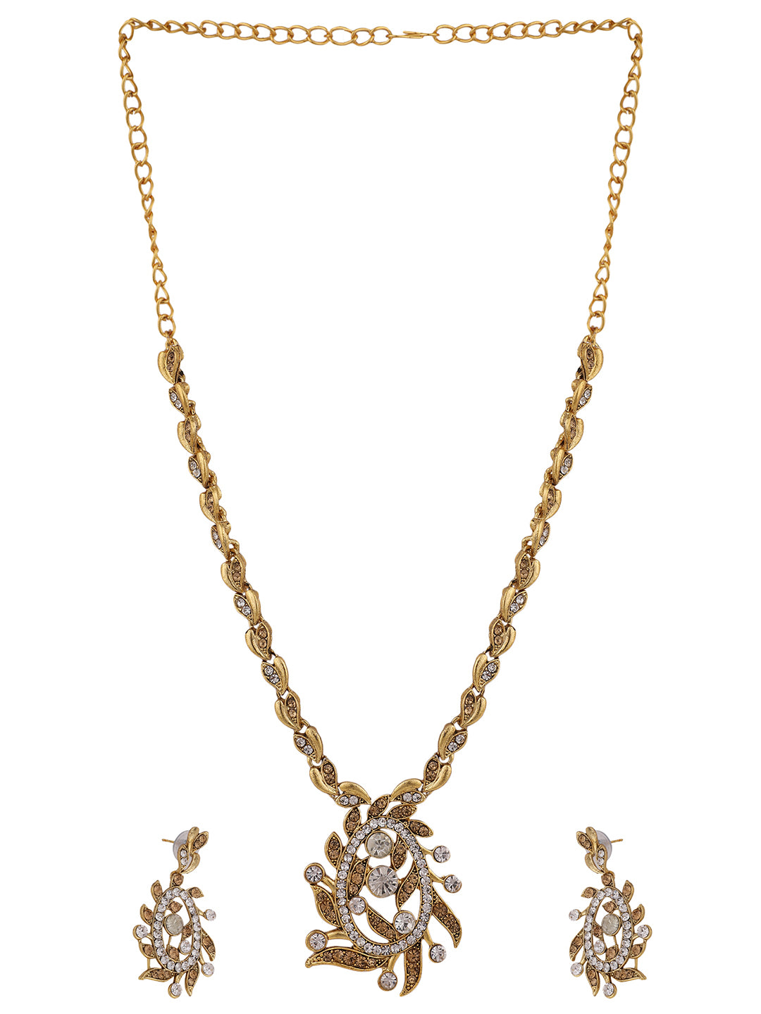 Women's Gold Plated LCT & White Stone Studded Jewellery Set