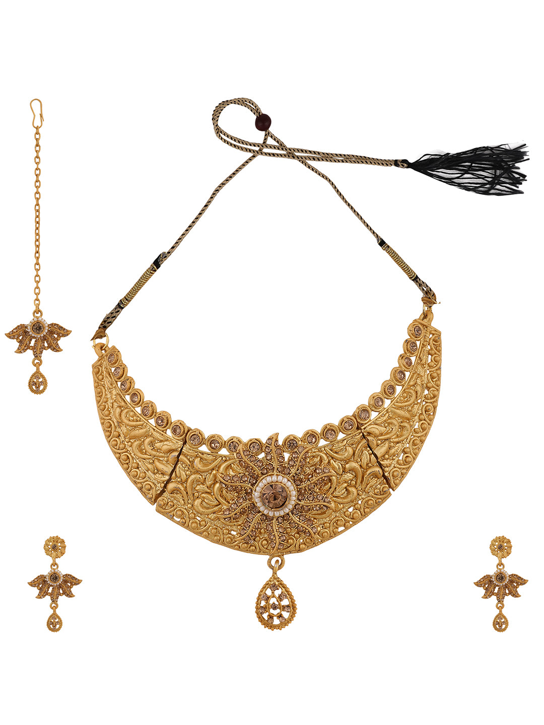 Women's Traditional Gold Plated Choker Jewellery Set