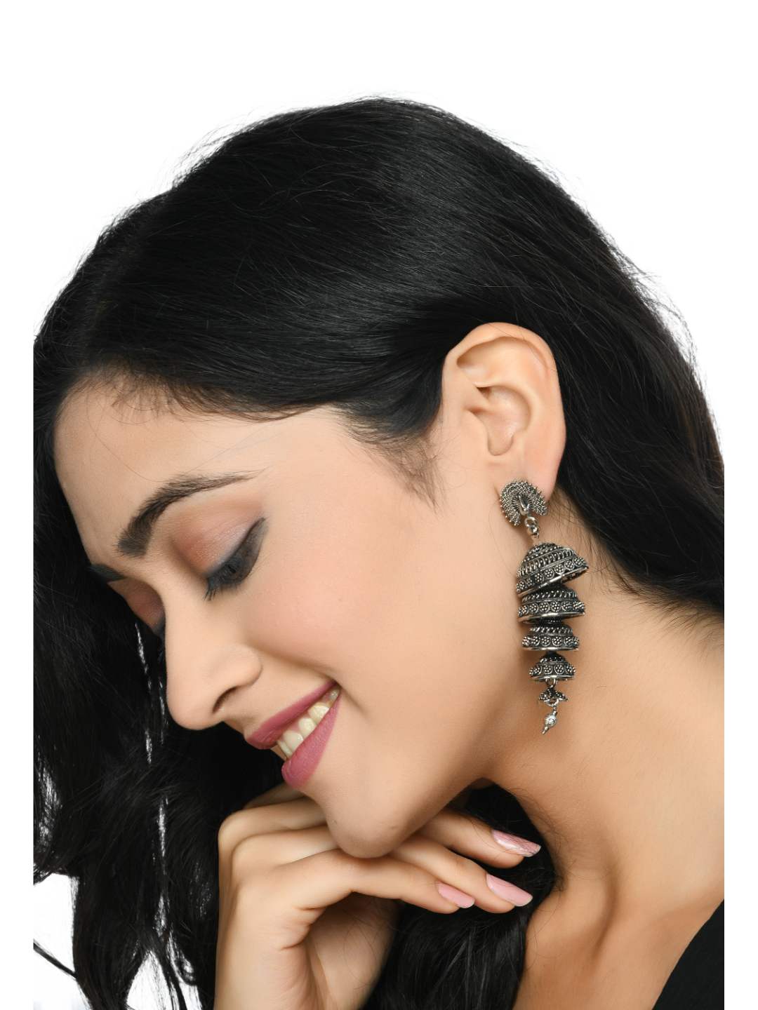 Oxidized Peacock design Silver Color Earrings