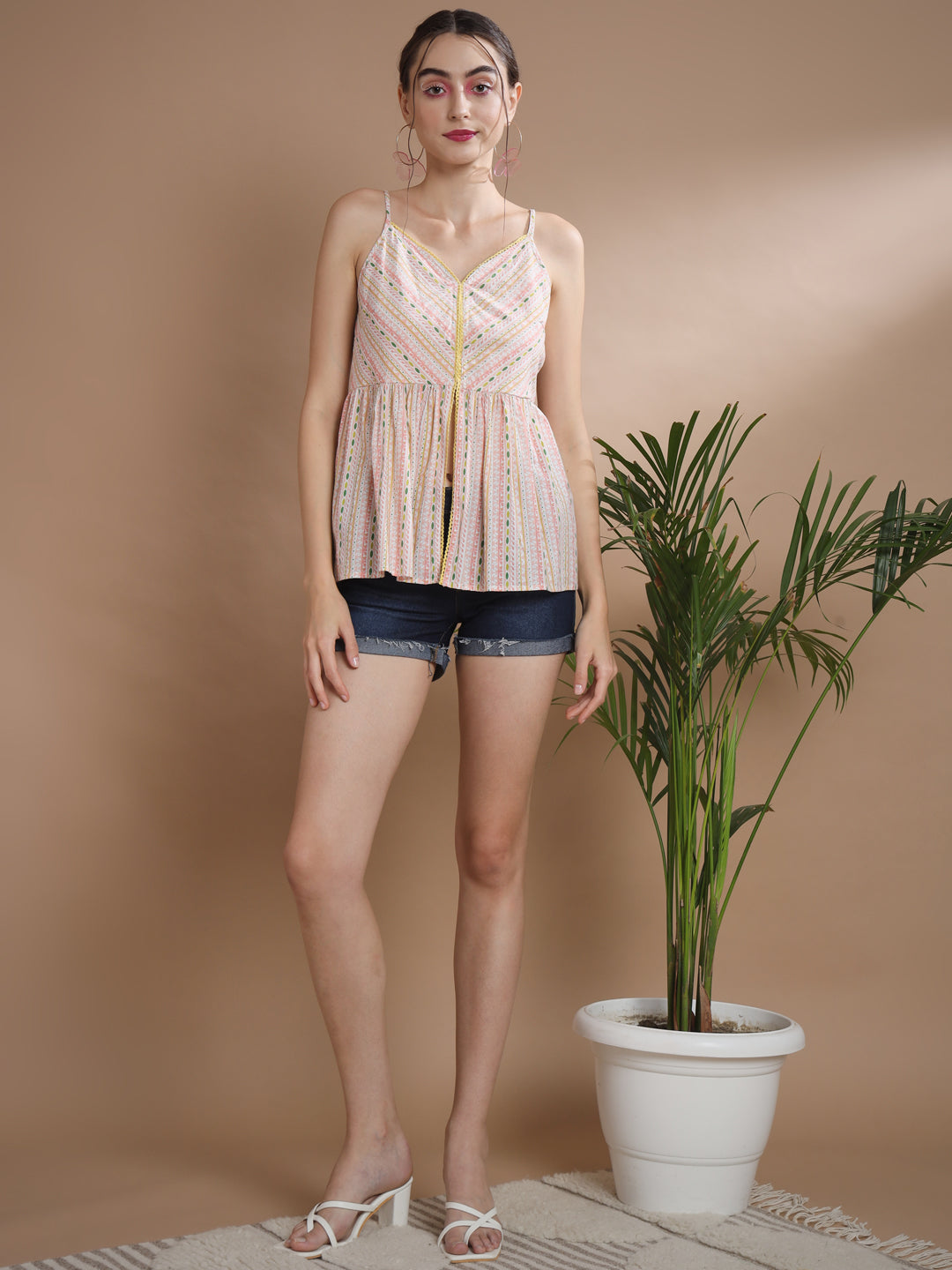 Women's Multi Printed Sweetheart Neck Top