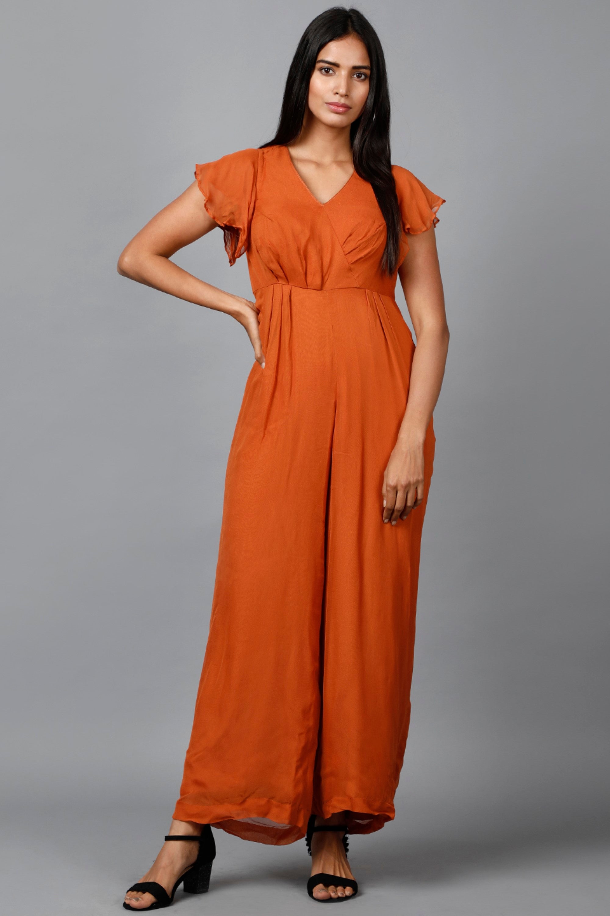 Women's Drape Party/ Casual Jumpsuit In Brown