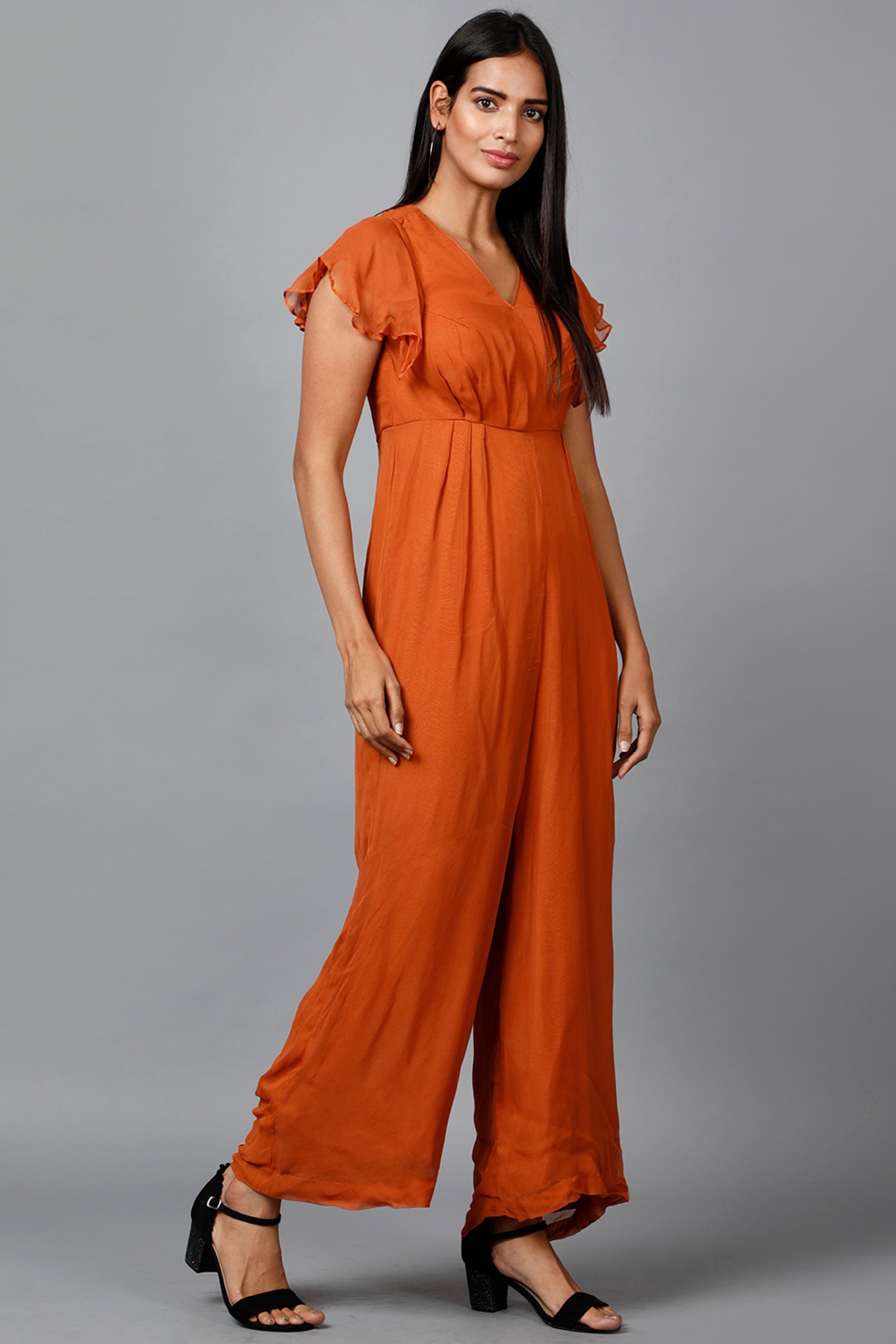 Women's Drape Party/ Casual Jumpsuit In Brown