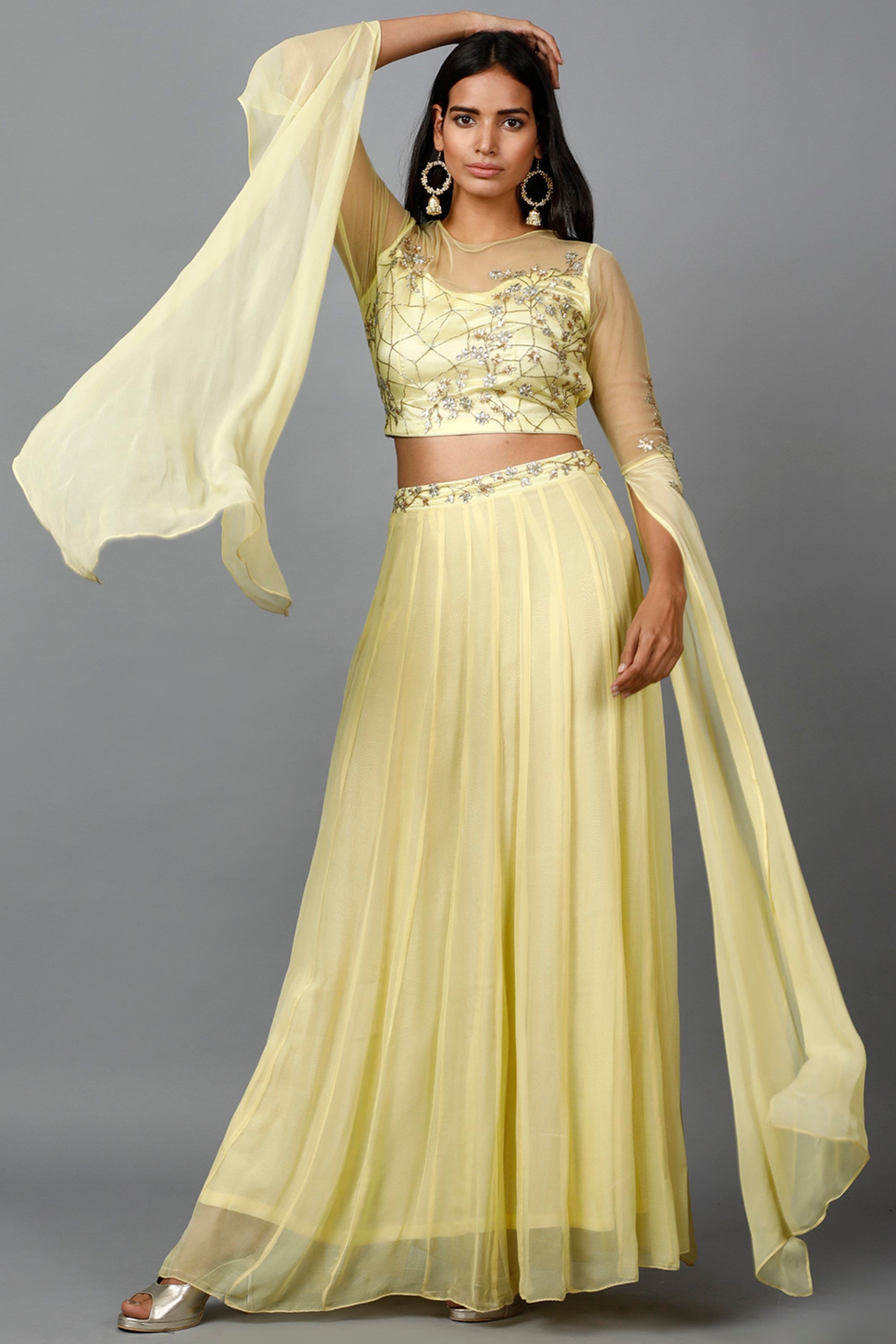 Women's Katdana Sequins Embroidered Wedding Lehenga In Lemon