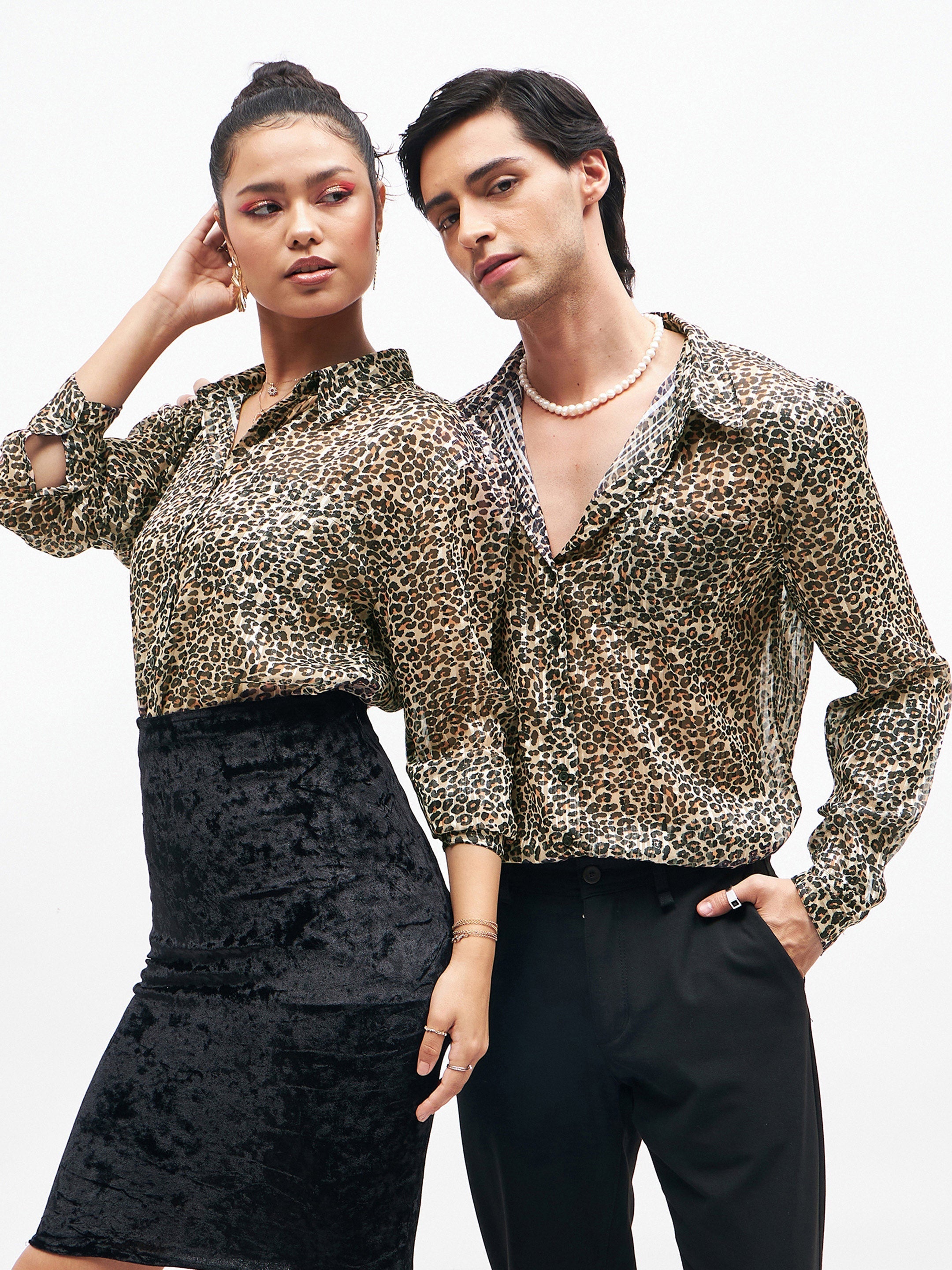 Men's Leopard Print Lurex Party Shirt