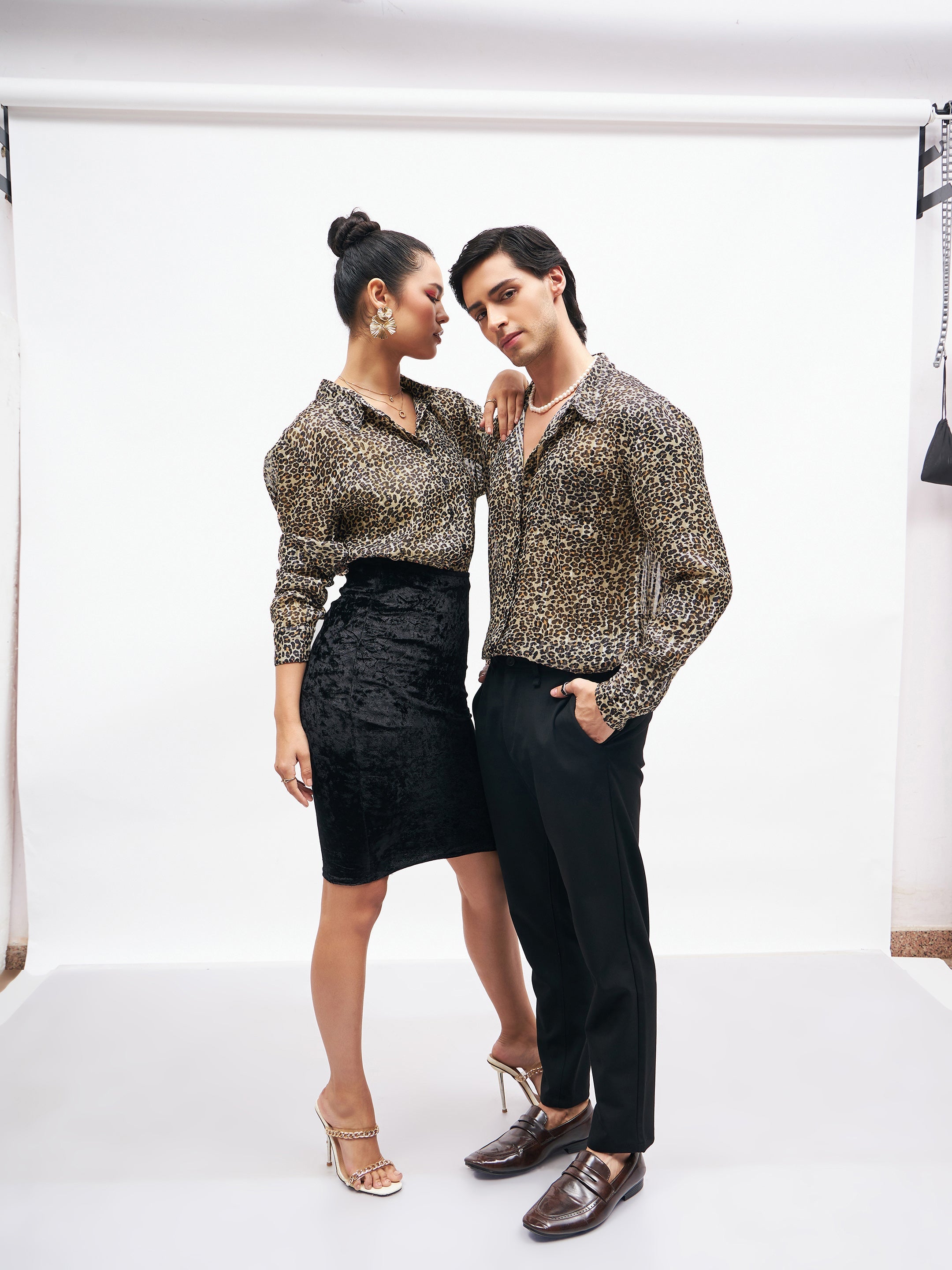 Men's Leopard Print Lurex Party Shirt