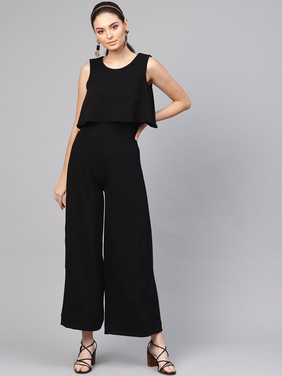 Women's Black Layered Jumpsuit