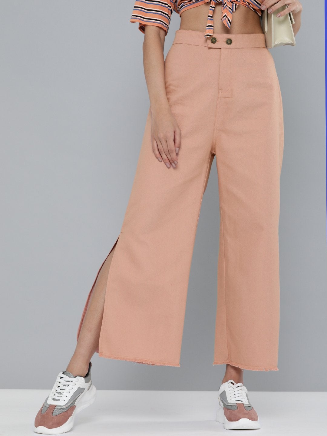 Women's Dusty Pink Side Slit Pants