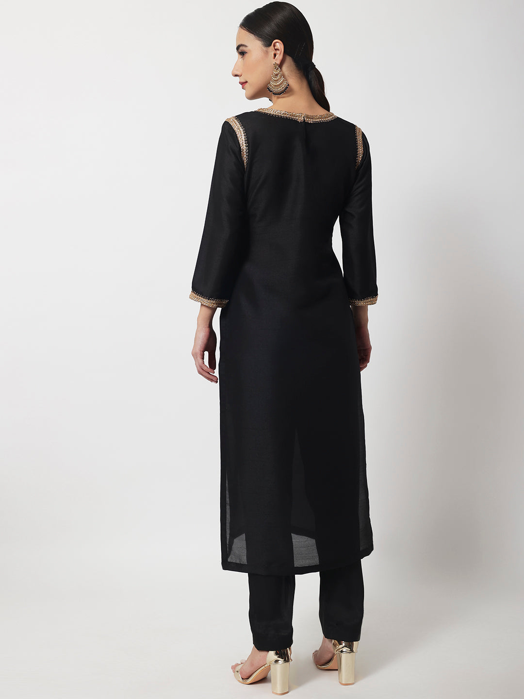 Women's Stunning Black Kurti With Straight Pants