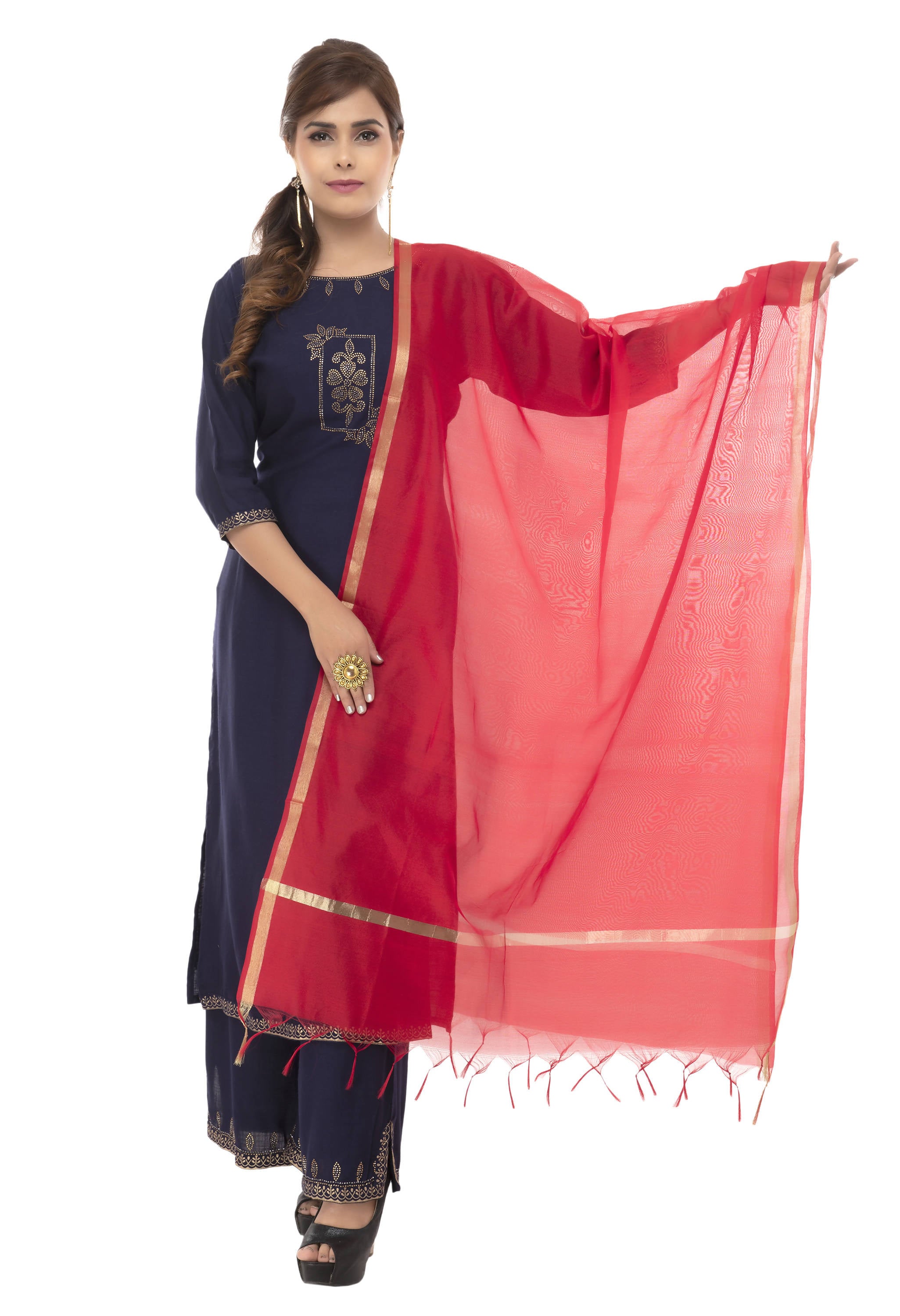 Women's Banarsi Chanderi Piping Dupatta Mfd0030
