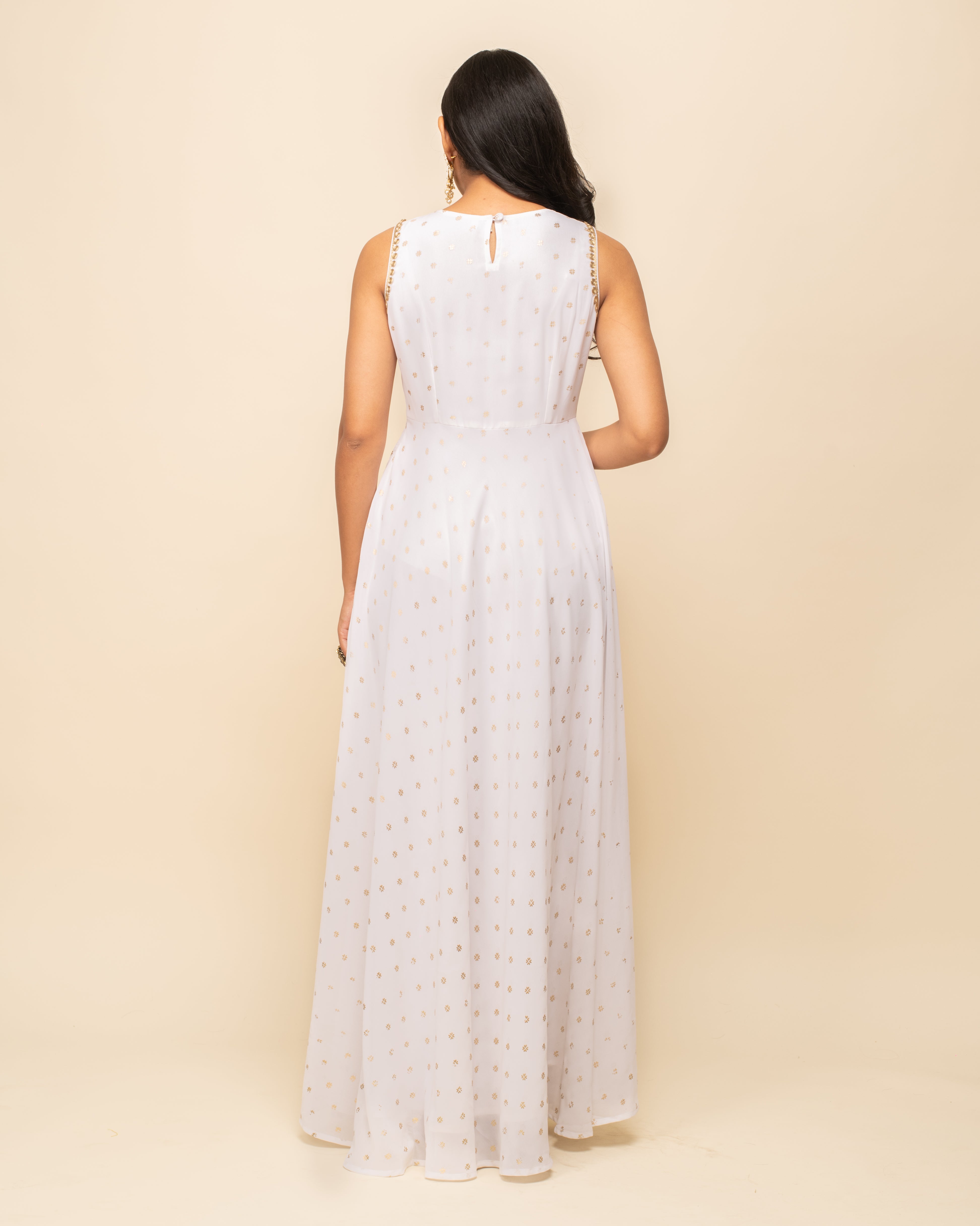 Women's White Georgette Anarkali Kurta With dupatta