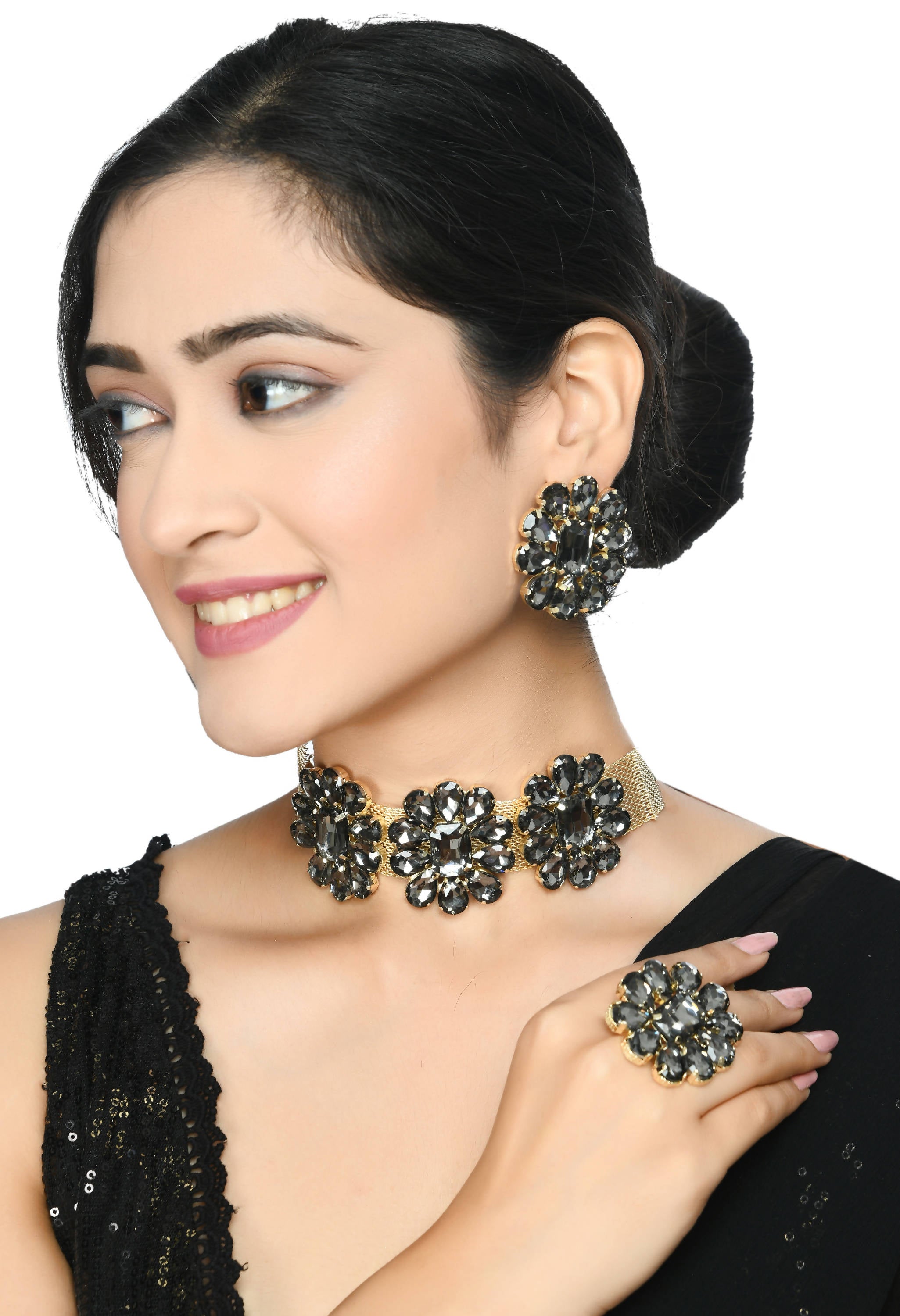 Johar Kamal Designer Golden Plating Choker Set with Earrings and
