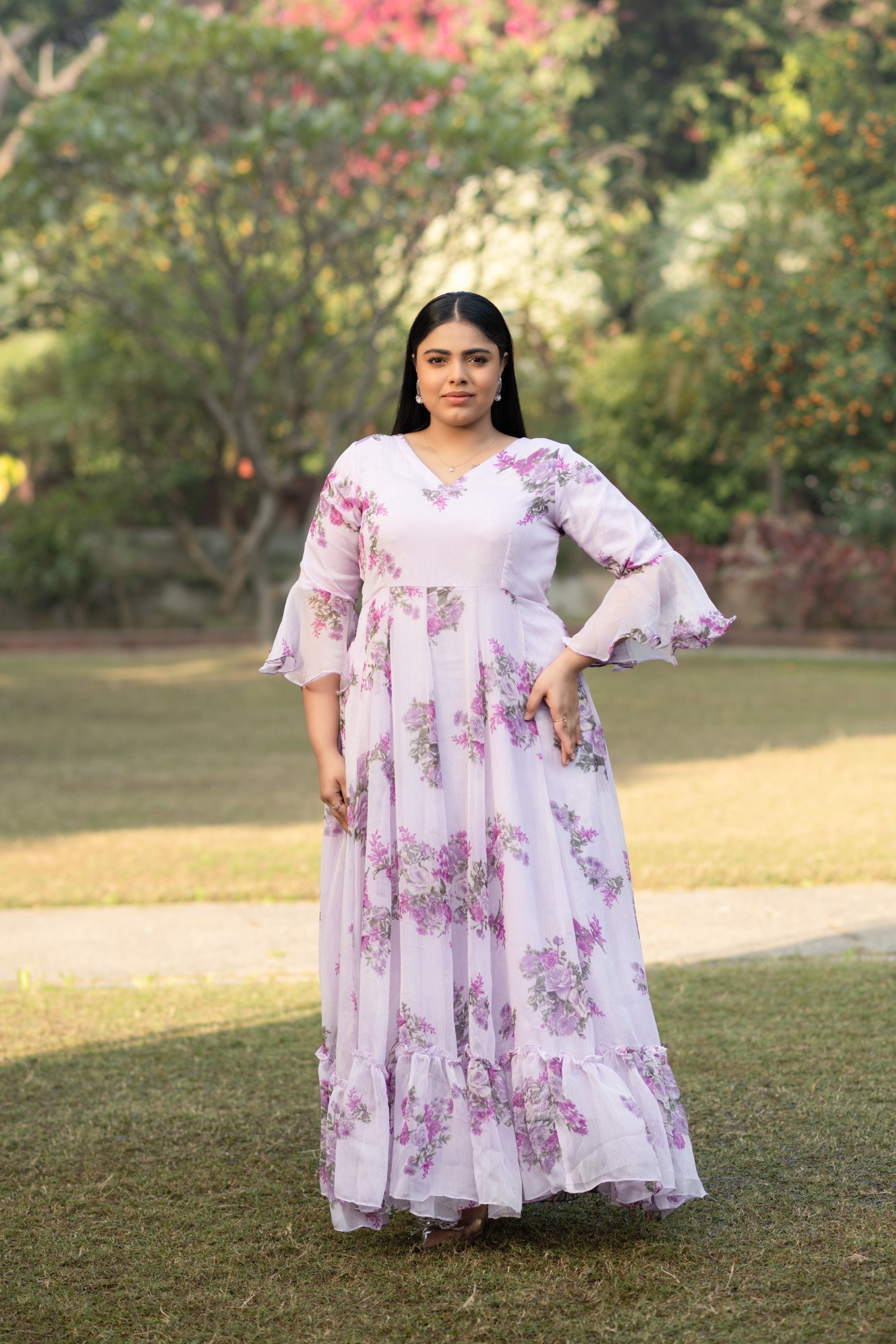 Women's Lavender Maxi Dress Floral