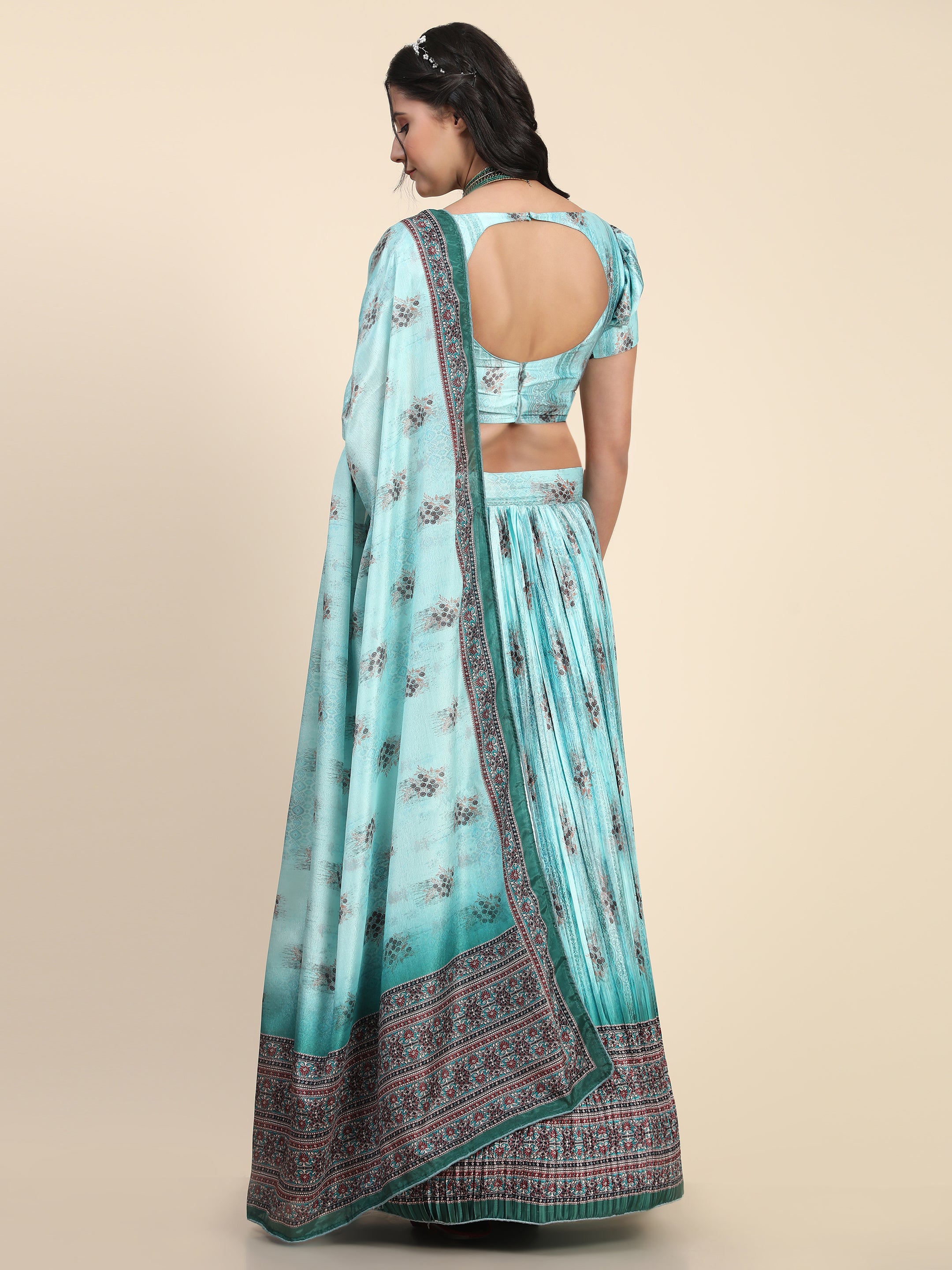 Women's New Fashion Digital Print work Designer Party Wear Lehenga Choli With Dupatta Semi Stitched.