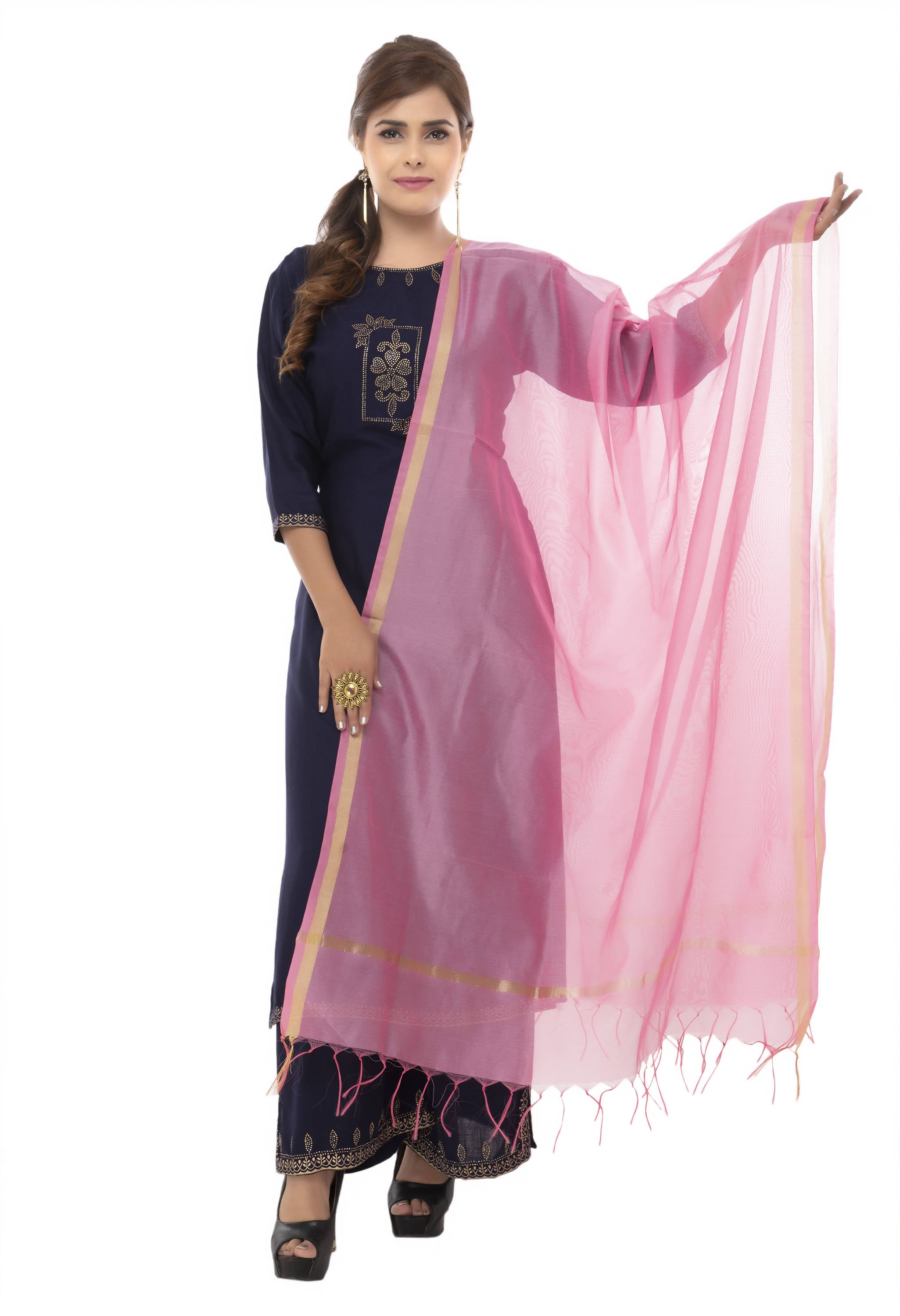Women's Banarsi Chanderi Piping Dupatta Mfd0024